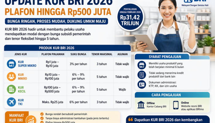 Update KUR BRI 2026, Plafon Capai Rp500 Juta
