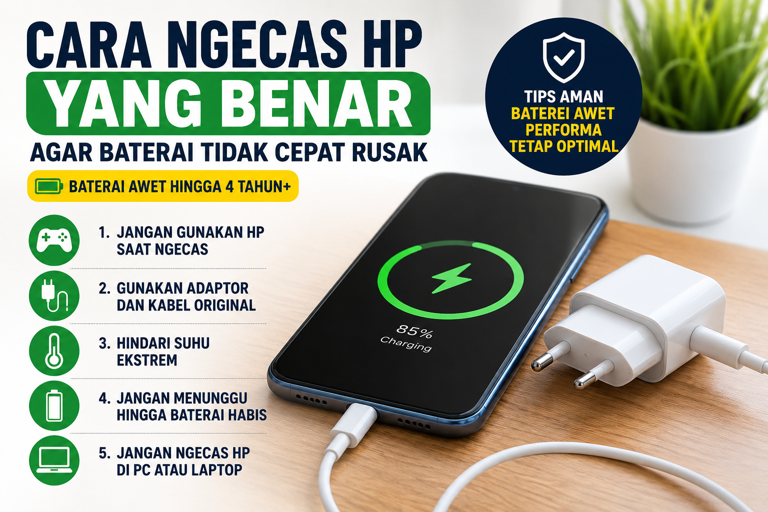 Cara Ngecas HP yang Benar