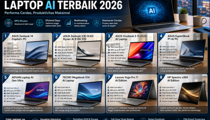 Rekomendasi Laptop AI Terbaik 2026 Paling Worth It