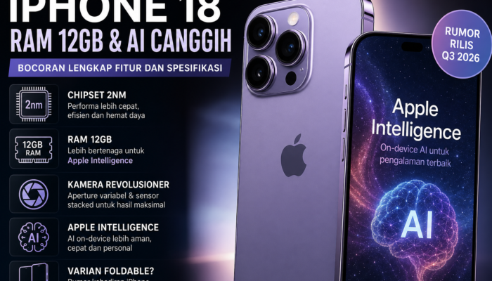 iPhone 18 Siap Hadir dengan RAM 12GB dan Fitur AI Canggih